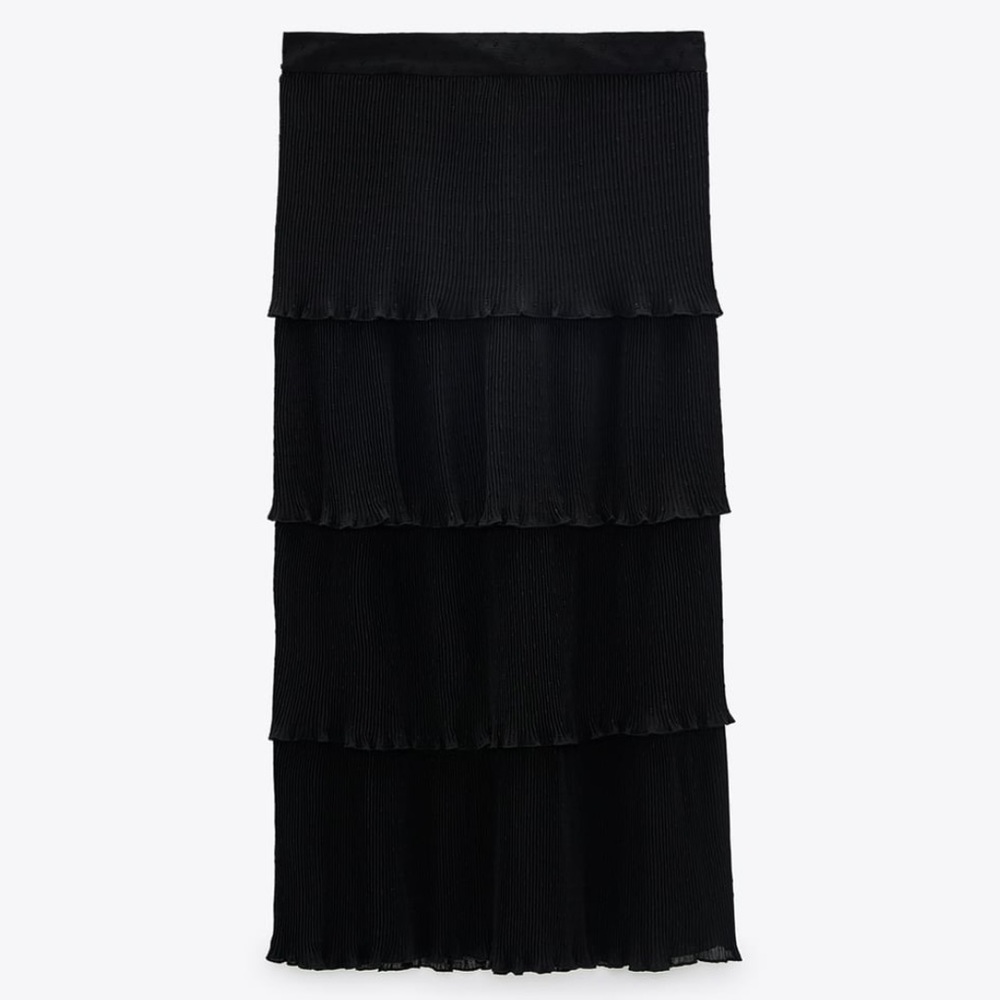 Zara black polka dot mesh skirt